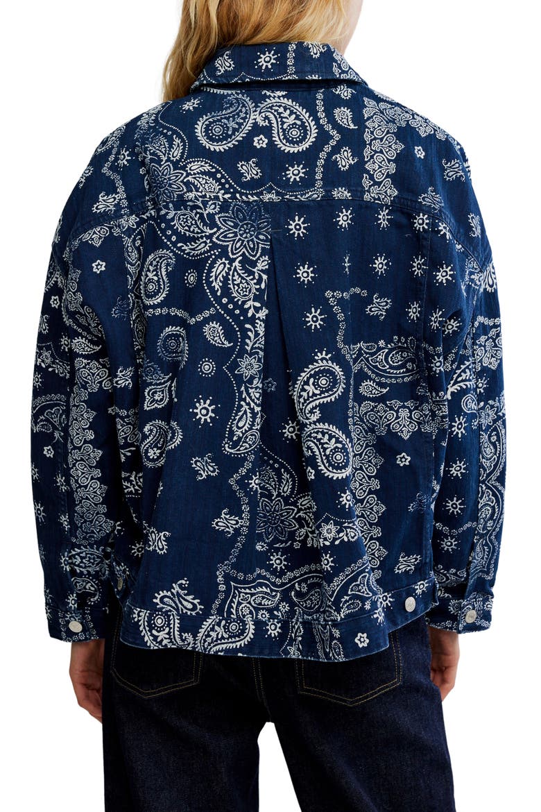 Opal Swing Print Denim Jacket, Alternate, color, NAVY COMBO- BANDANA