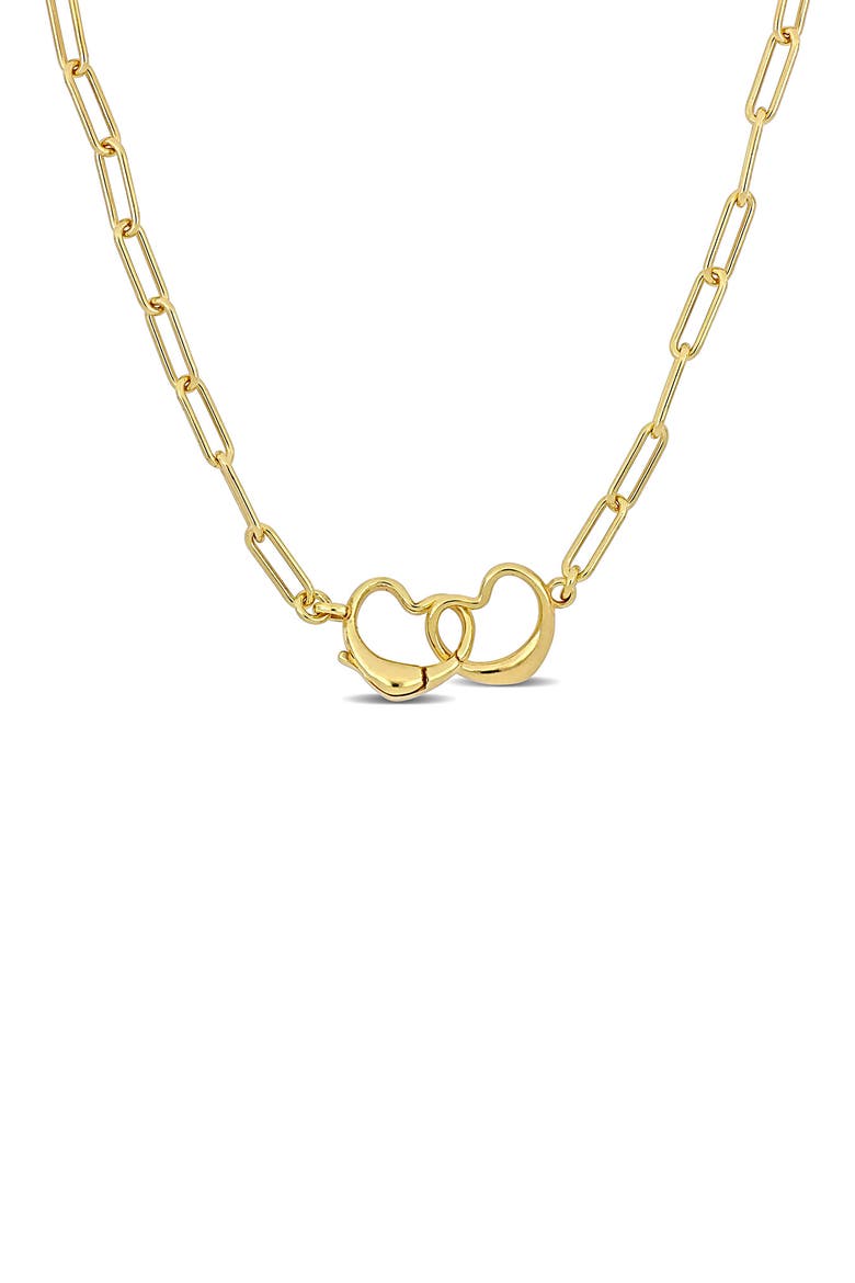 Open Heart Paperclip Link Necklace, Main, color, GOLD