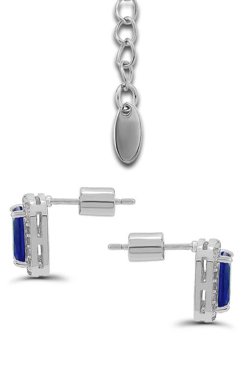Christian Siriano Emerald Cut Cubic Zirconia Pendant Necklace & Stud Earrings Set In Multi
