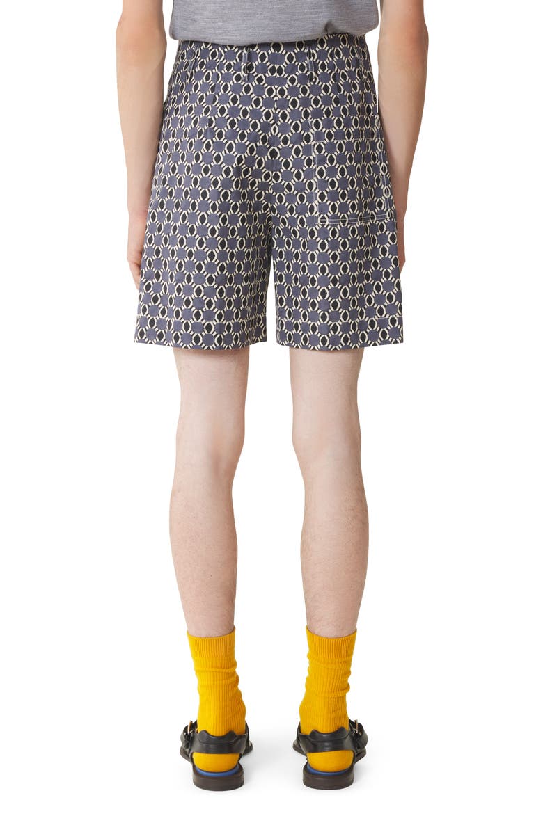 Lanvin Printed Cotton Shorts, Alternate, color, Storm/Black