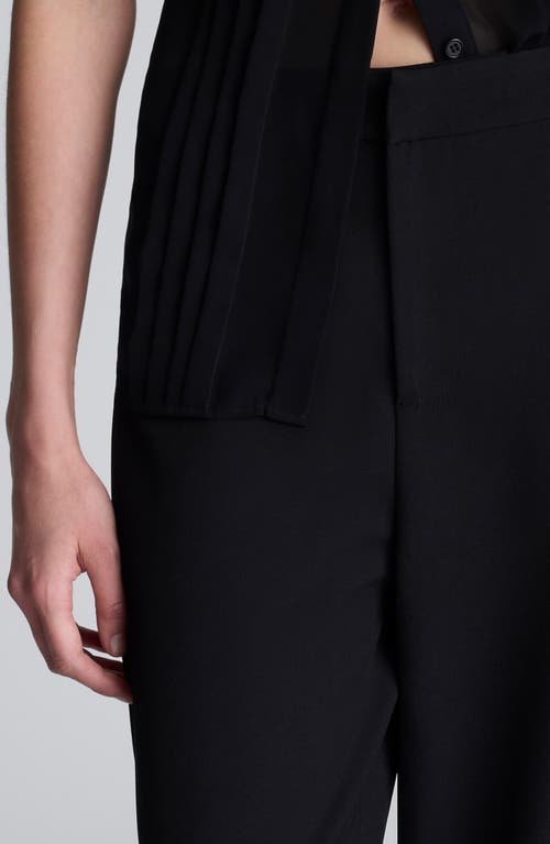 Kenneth Cole Luxe Twill Side Pleat Wide Leg Pant In Black