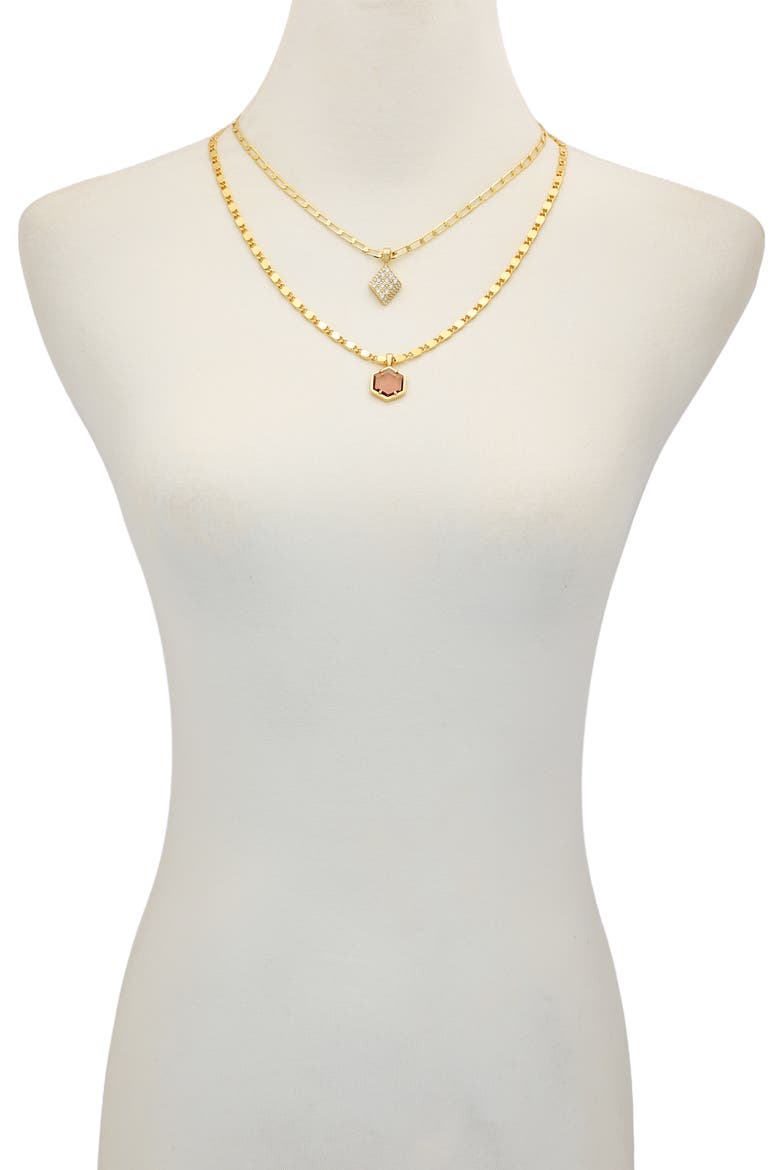 Crystal Burst Layered Gold- Necklace, Alternate, color, 14K Gold Plated