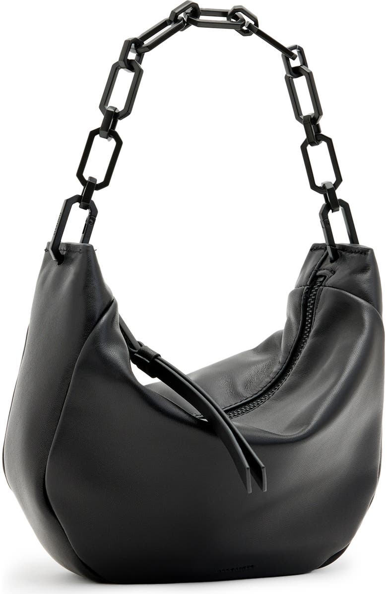 AllSaints Mini Madea Chain Leather Hobo Bag, Alternate, color,