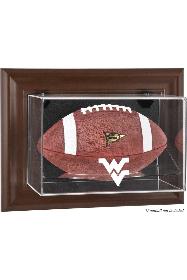 West Virginia Mountaineers Brown Framed Wall-Mountable Football Display Case, Main, color, Brown