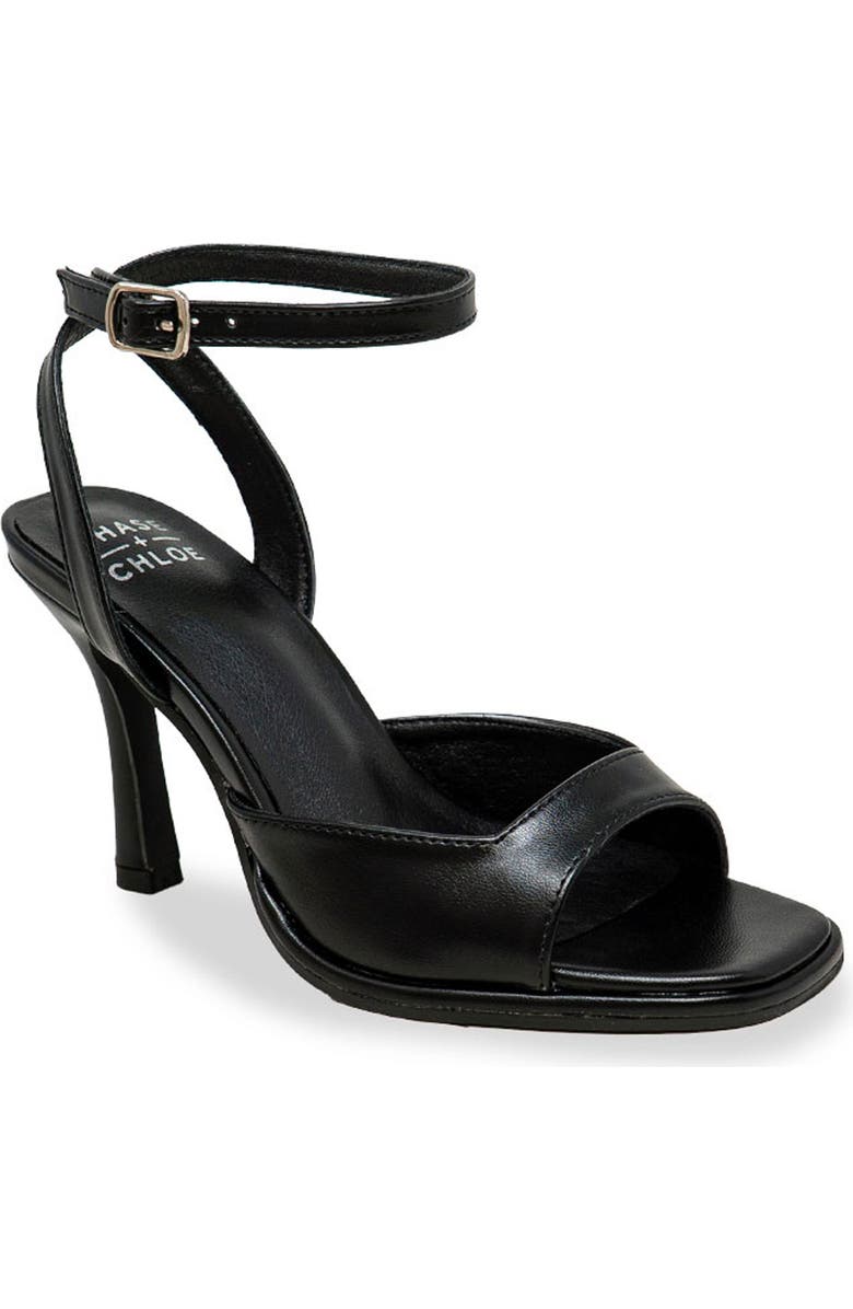 CHASE AND CHLOE Open Toe Ankle Strap Sandal, Main, color, Black