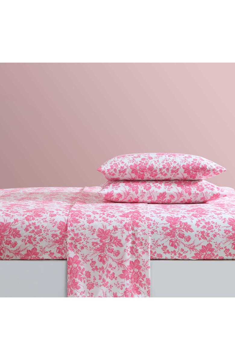 Betsey Johnson Toile Sheet Set, Alternate, color, Pink