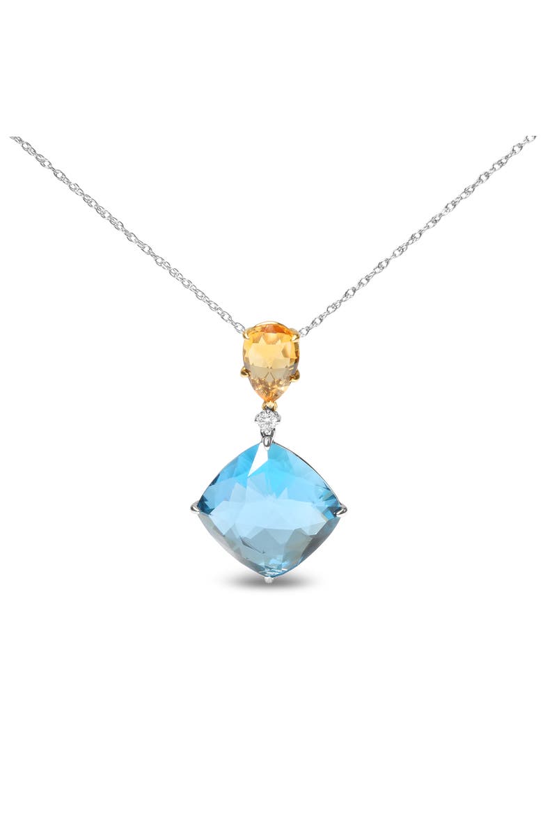 18K Gold Diamond Accent Citrine Topaz Dangle Pendant Necklace, Main, color, Yellow