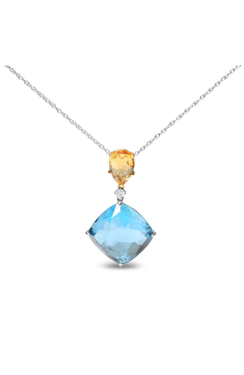 Haus of Brilliance 18K Gold Diamond Accent Citrine Topaz Dangle Pendant Necklace, Main, color, Yellow
