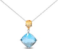 Haus of Brilliance 18K Gold Diamond Accent Citrine Topaz Dangle Pendant Necklace