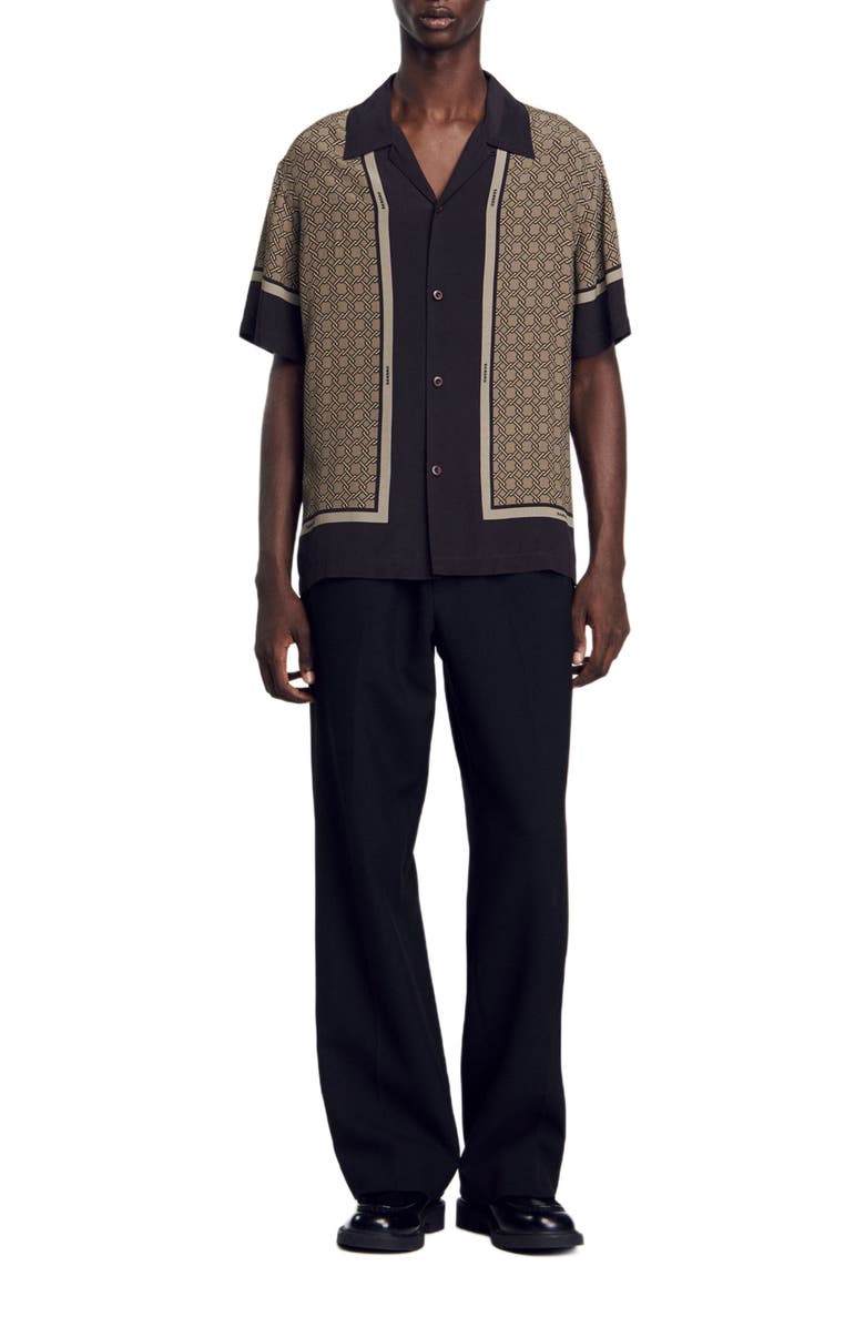 SANDRO Short-sleeved patterned shirt, Alternate, color, 