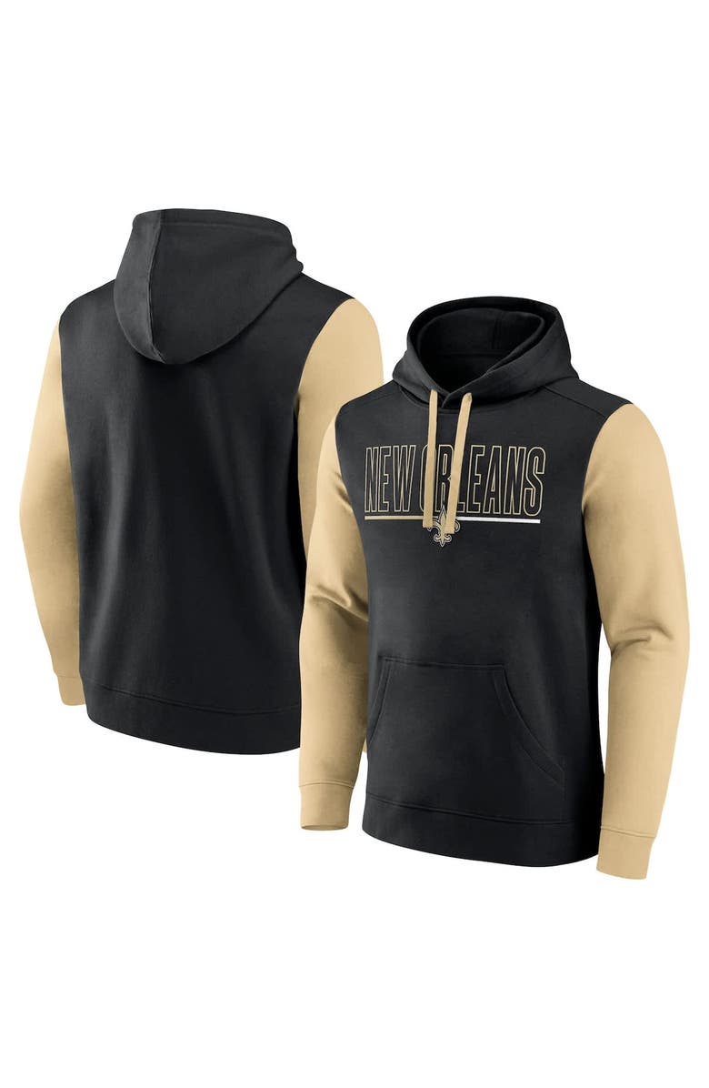 FANATICS Men's Fanatics Black/Gold New Orleans Saints Outline Pullover Hoodie, Main, color, Black