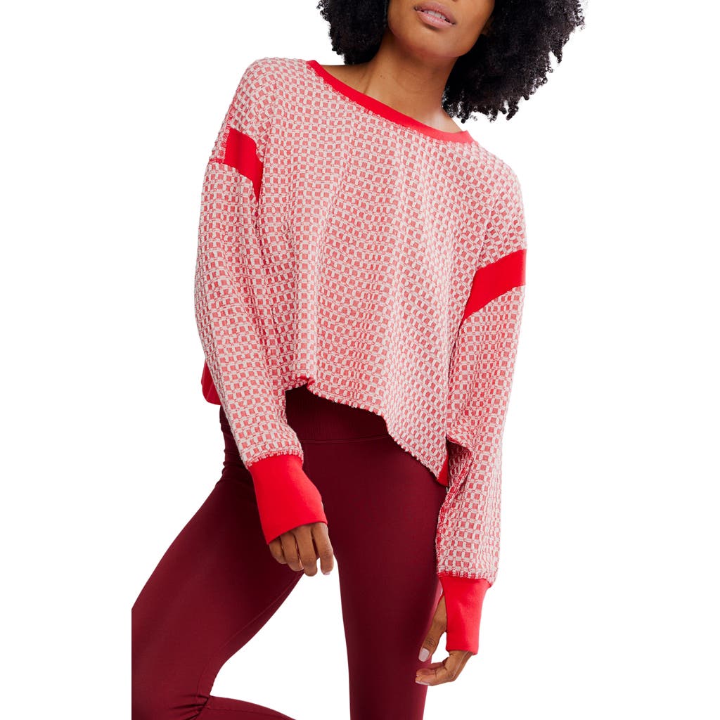 Free People My Time Textured Waffle Knit Cutout Top In Multi