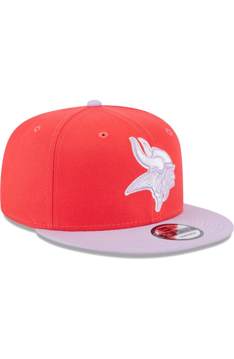 New Era Men's New Era Red/Lavender Minnesota Vikings Two-Tone Color Pack 9FIFTY Snapback Hat, Alternate, color, 