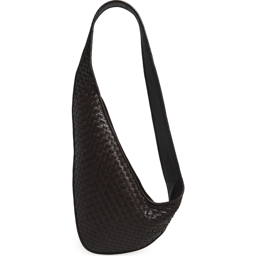 Bottega Veneta Veneto Intrecciato Leather Sling Bag In Silver