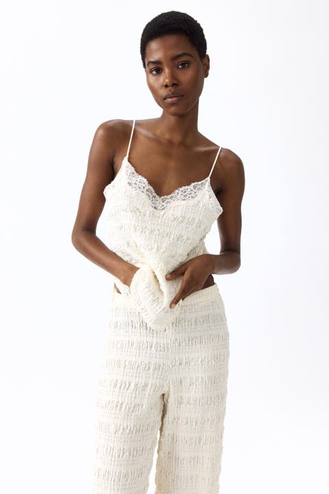 Textured Jersey Strappy Top