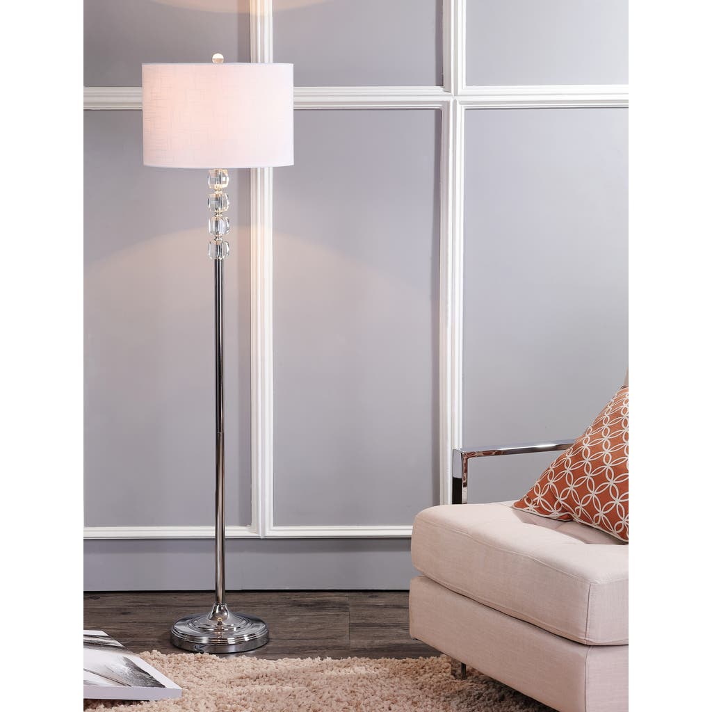 Jonathan Y Aubrey Crystal / Metal Led Floor Lamp In Clear/chrome