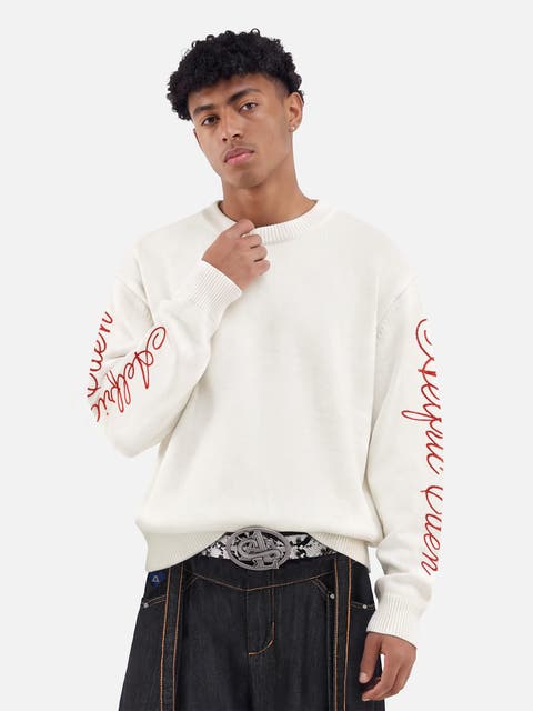 Script Embroidery Sweater