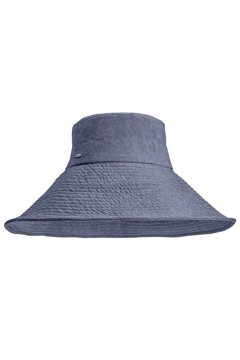 Women's Brittany Beach Hat, UPF 50+ Sun Protection, Main, color, Denim Blue Chambray