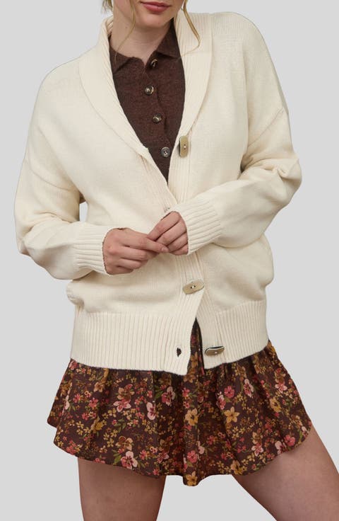 Camp Jacquard Shawl Collar Cotton Cardigan