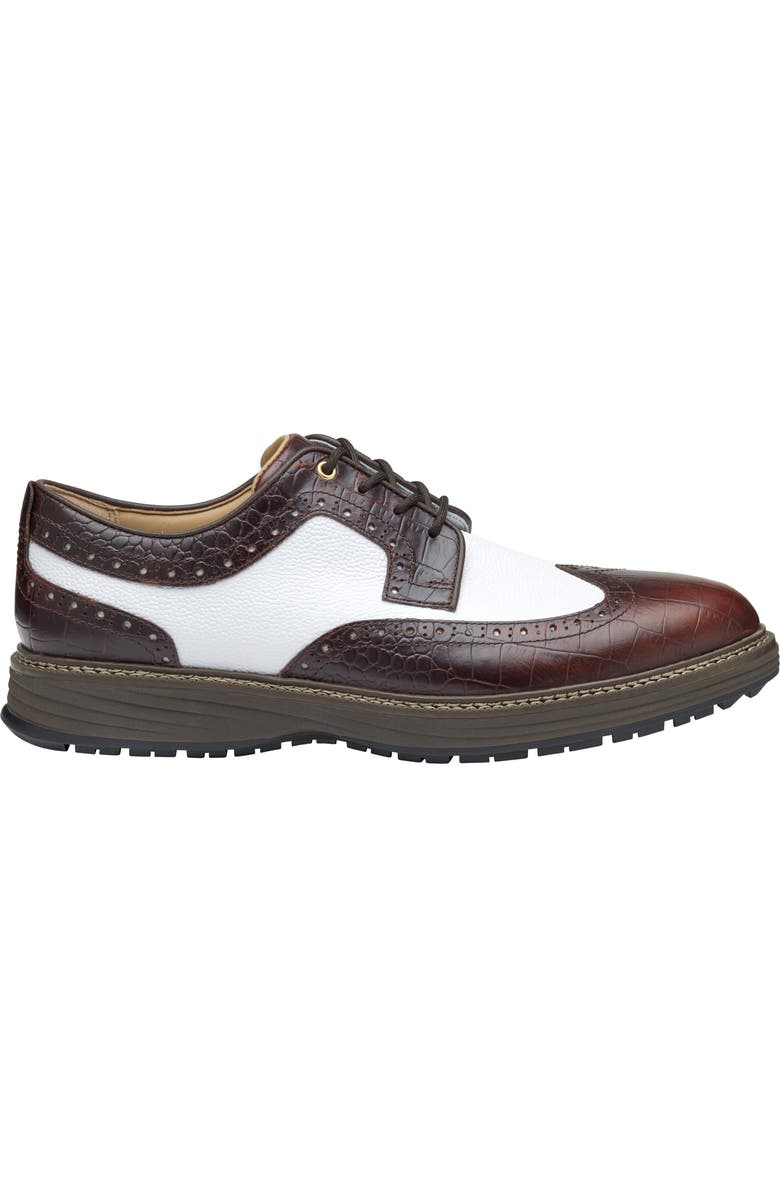Johnston & Murphy Upton GL3 Luxe Hybrid Waterproof Golf Shoe, Alternate, color, Dkbrn Wp Fg/ Wh Scotchgrain