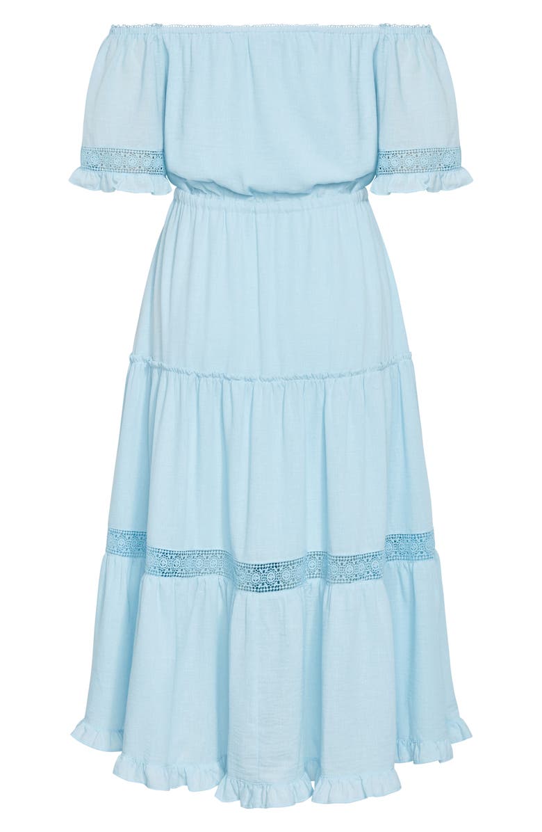 City Chic Angel Embroidery Detail Midi Dress, Alternate, color, Ice Blue