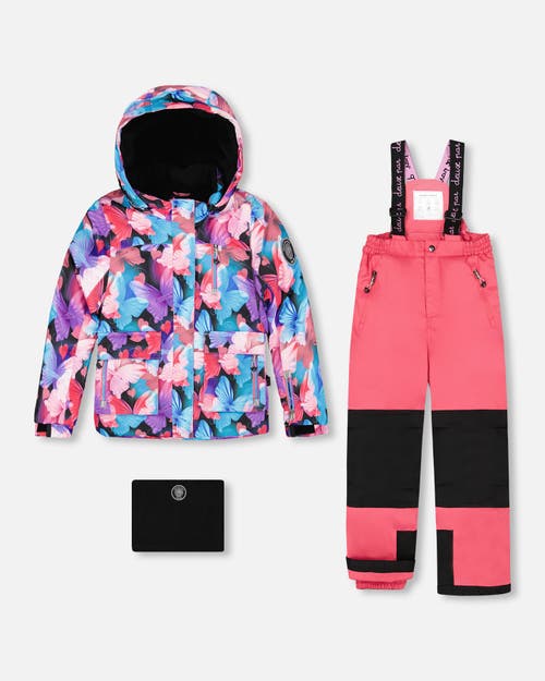 Deux Par Deux Two-piece Play Snowsuit With Butterfly Jacket In Blue
