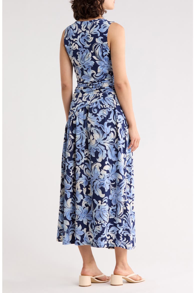Ruched Ring Midi Dress, Alternate, color, BLUE/WHITE FLORAL
