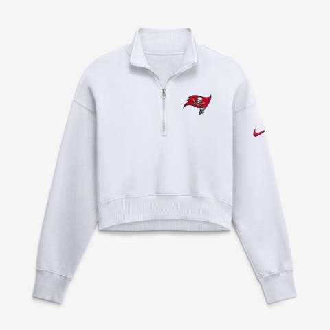 Women's Nike White Tampa Bay Buccaneers Oversized Phoenix Fleece Cropped Quarter-Zip Sweatshirt