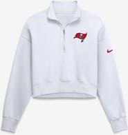 Nike Women's Nike White Tampa Bay Buccaneers Oversized Phoenix Fleece Cropped Quarter-Zip Sweatshirt
