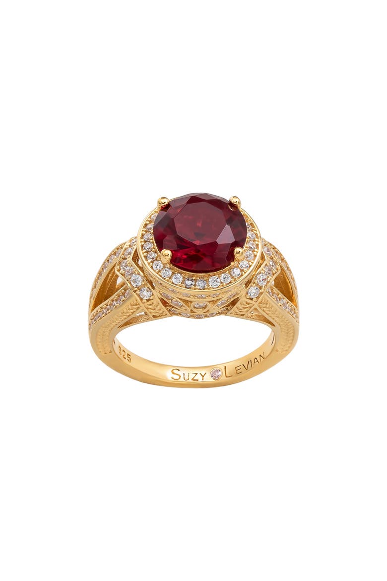 Sterling Silver Cubic Zirconia Engagement Ring, Alternate, color, RED