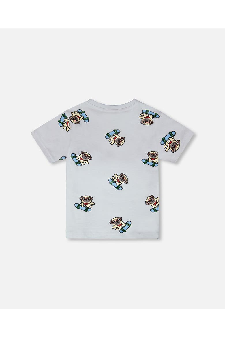 Organic Cotton Jersey Pug T-Shirt, Alternate, color, Blue Pug Print