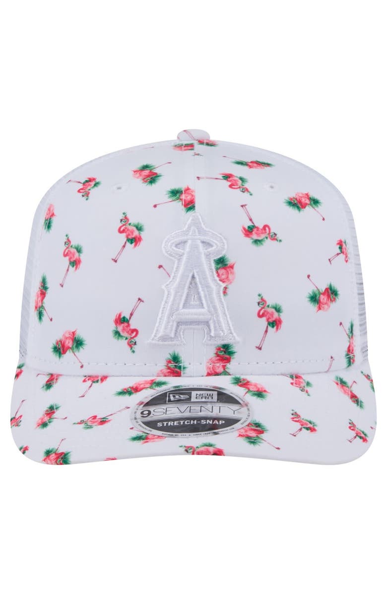 New Era Men's New Era White Los Angeles Angels Flamingo Mesh Back 9SEVENTY Stretch-Snap Hat, Alternate, color, White