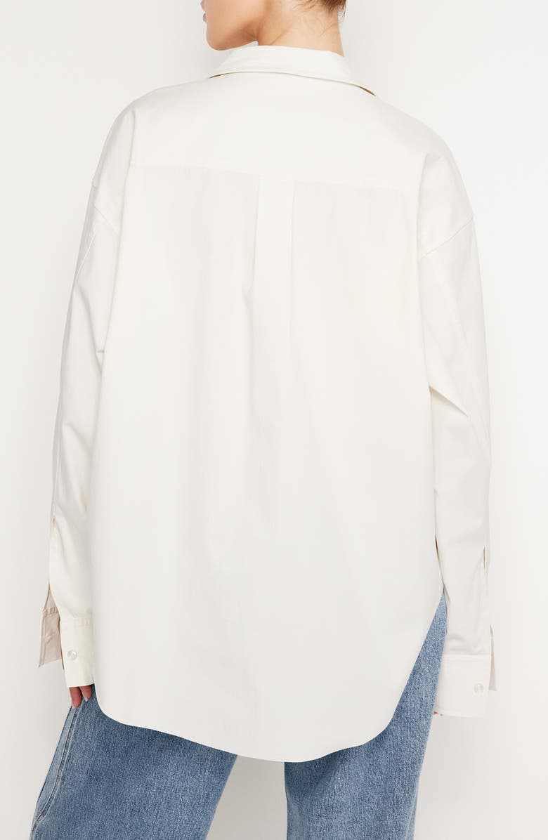 Good American Stretch Poplin Button-Up Shirt, Alternate, color, Cloud White001