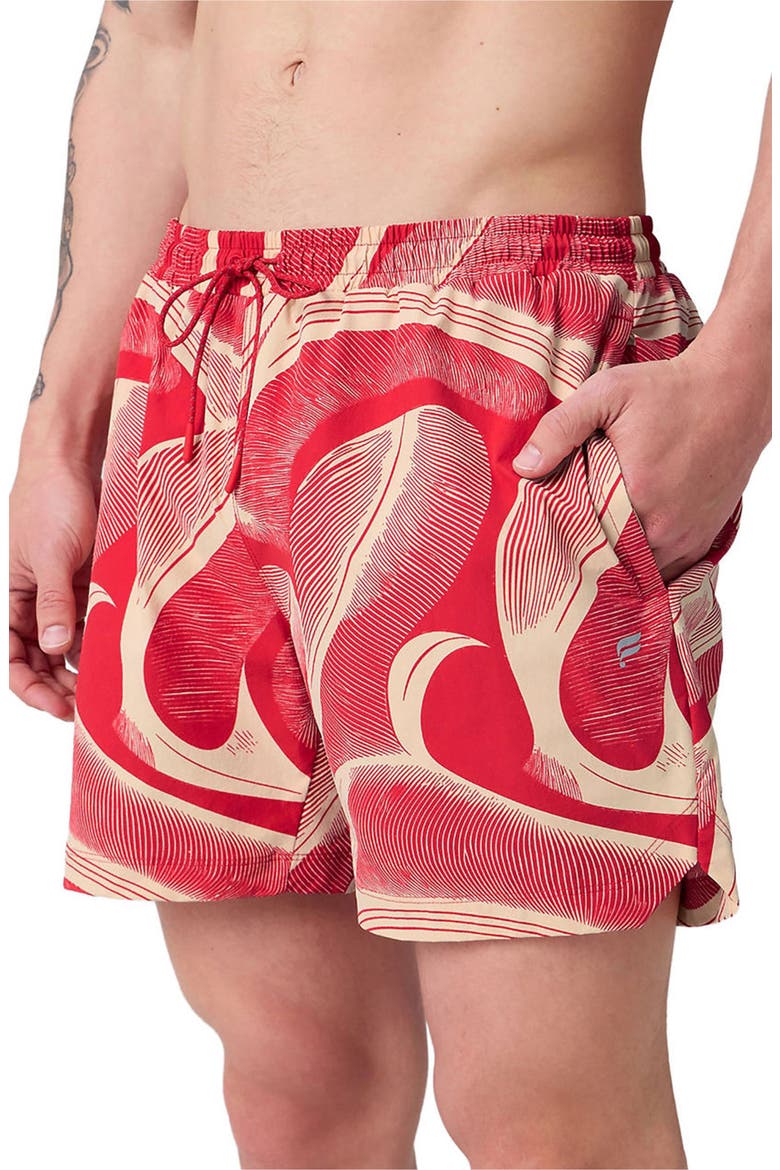 Men's The Swim Trunk 5in, Alternate, color, Heated Red Jungle Flow