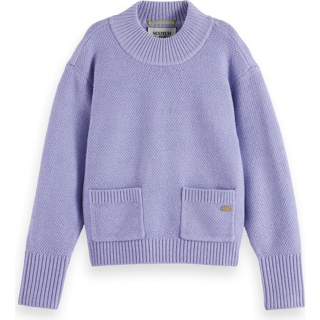 Scotch & Soda Kids' Mock Neck Chenille Sweater In Purple