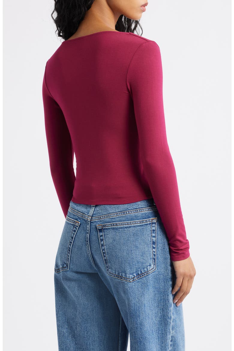 Long Sleeve Square Neck T-Shirt, Alternate, color, BURGUNDY BEET