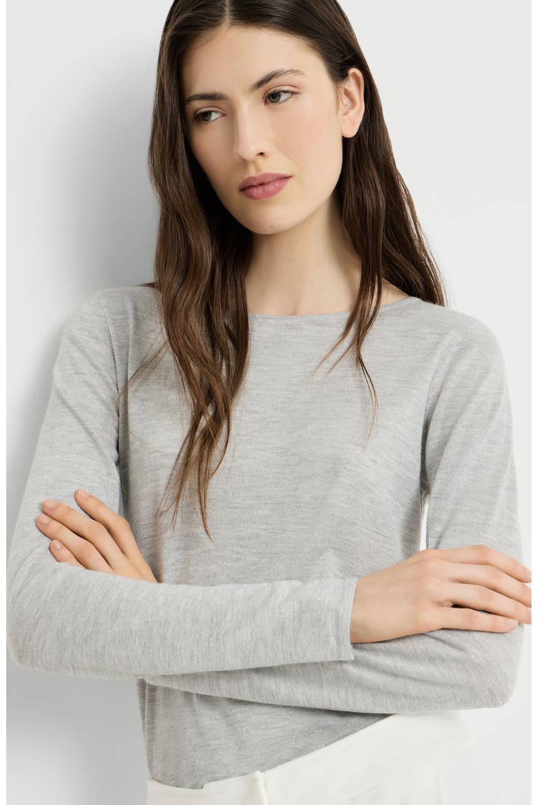 Sparkling cashmere and silk lightweight sweater, Alternate, color, Light Grey