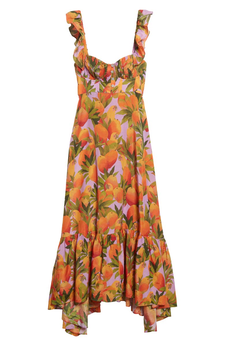 FARM Rio Mango Macaws Ruffle Cotton Blend Maxi Dress, Alternate, color, 