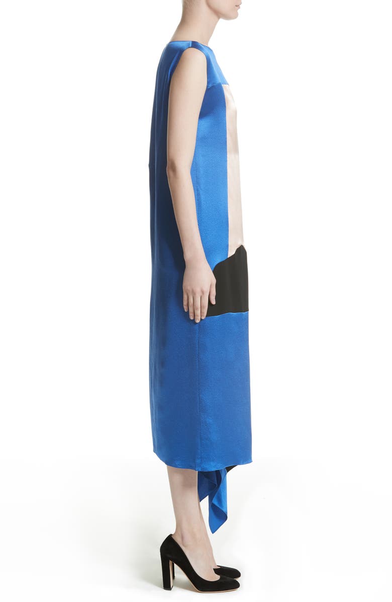 Roksanda Nakato Hammered Silk, Satin and Crêpe de Chine Midi Dress, Alternate, color, 