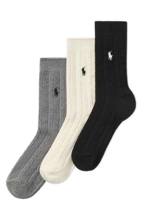 Classic Assorted 3-Pack Cable Crew Socks