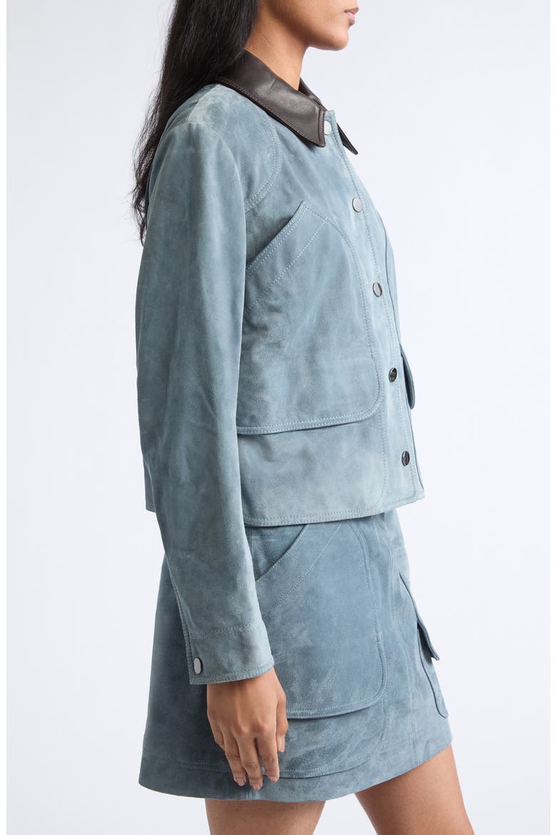 Walters Cropped Suede Barn Jacket, Alternate, color, BLUE STEEL