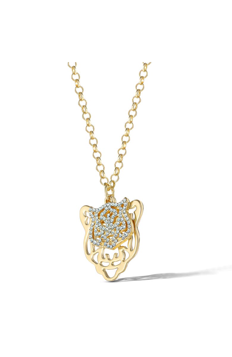 Jessica Simpson Gold-Tone Tiger Pendant Necklace with Rhinestones, Alternate, color, Gold