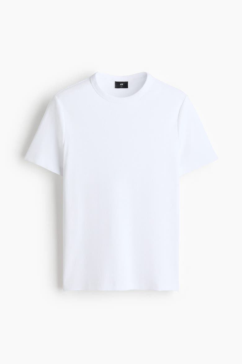Slim Fit Ribbed T-shirt, Alternate, color, White