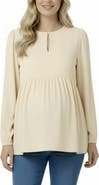 MOTHERHOOD MATERNITY Long Sleeve Empire Waist Keyhole Woven Blouse