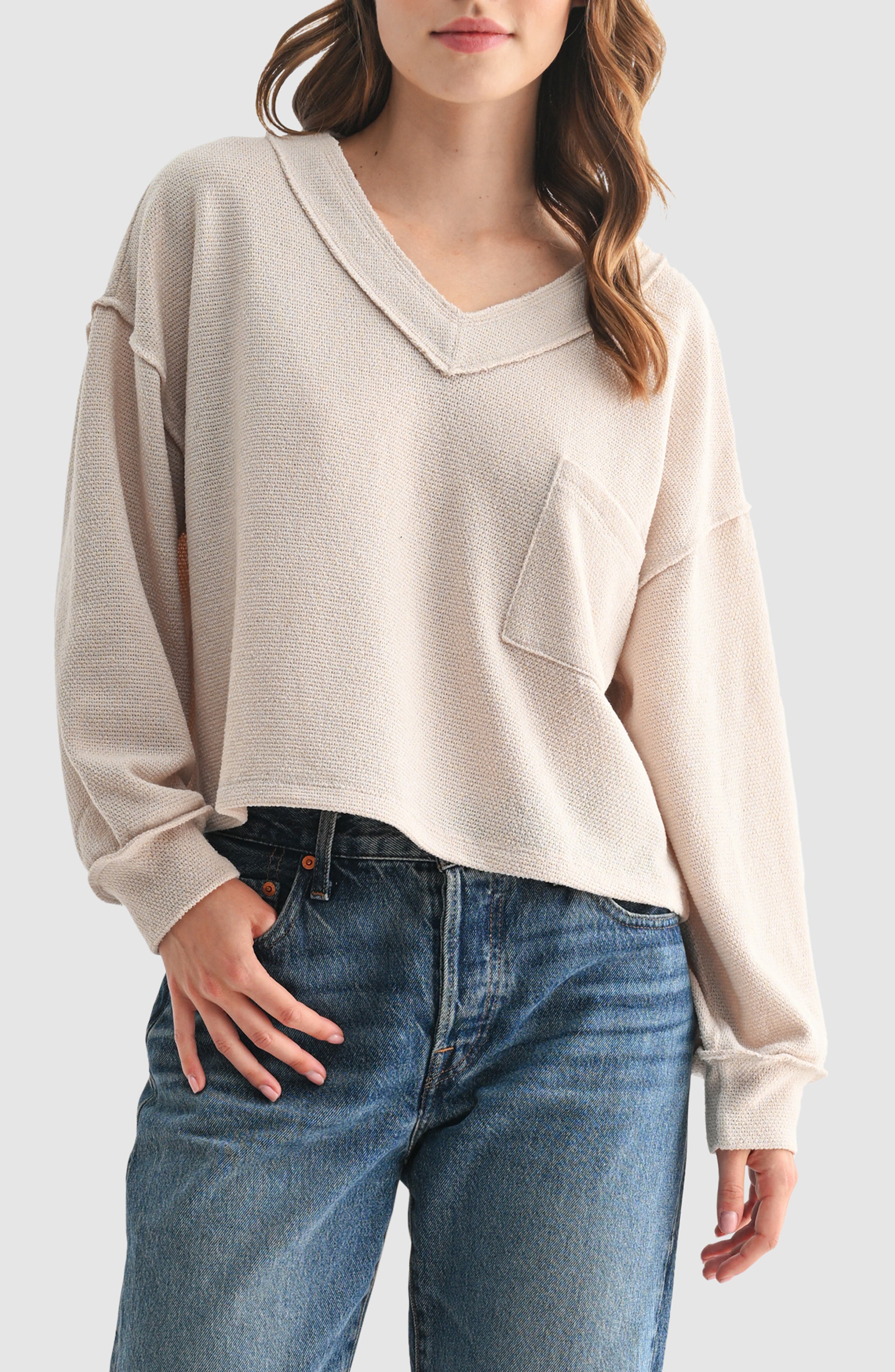 Lush V-Neck Long Sleeve Top