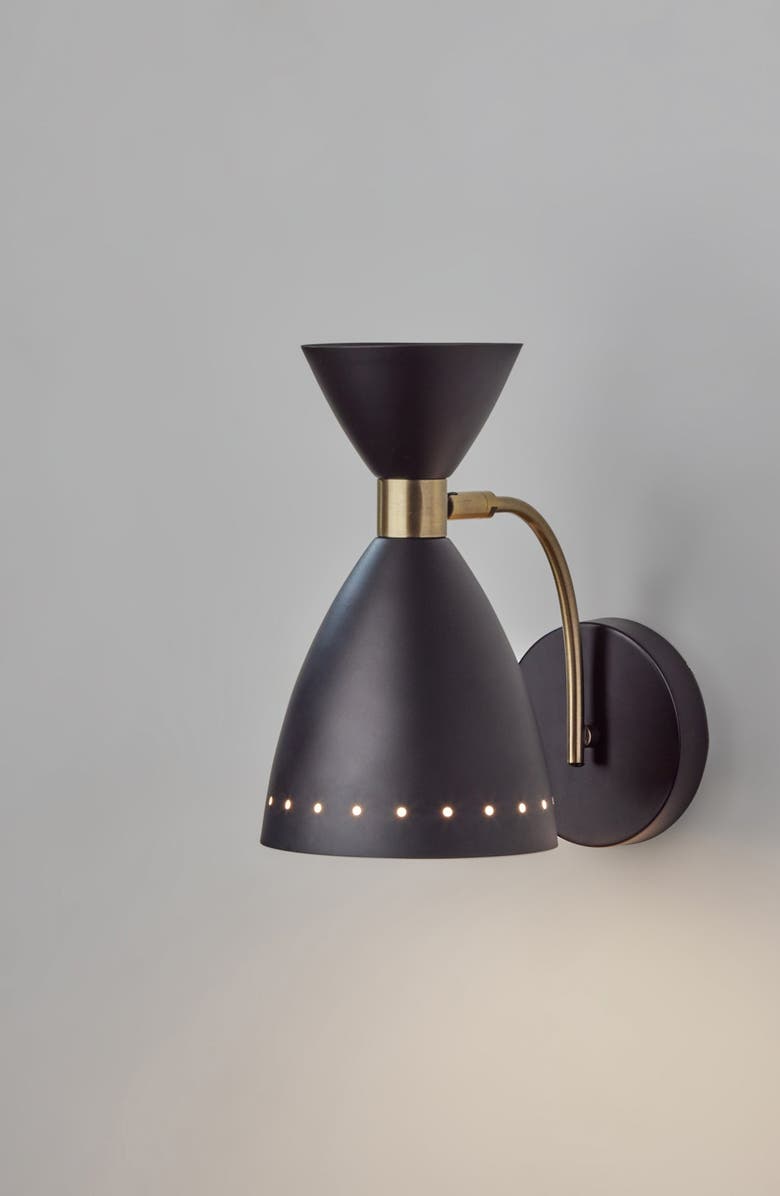 ADESSO LIGHTING Oscar Wall Light, Alternate, color, Black W. Antique Brass Accents