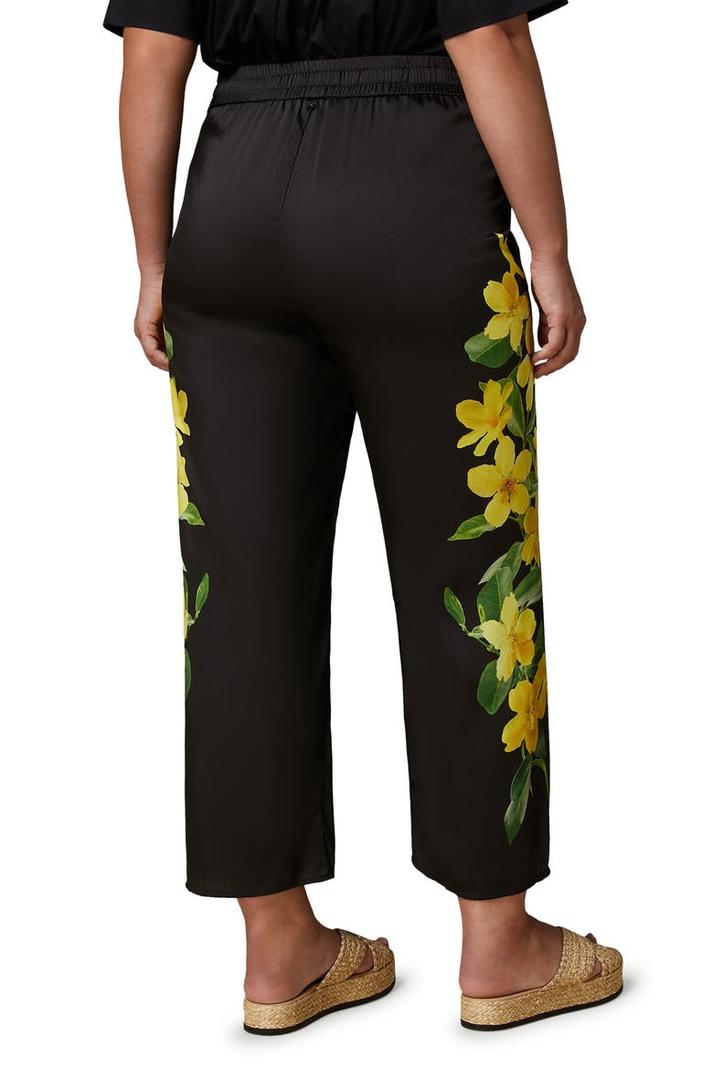 Gersa Floral Wide Leg Pants, Alternate, color, BLACK