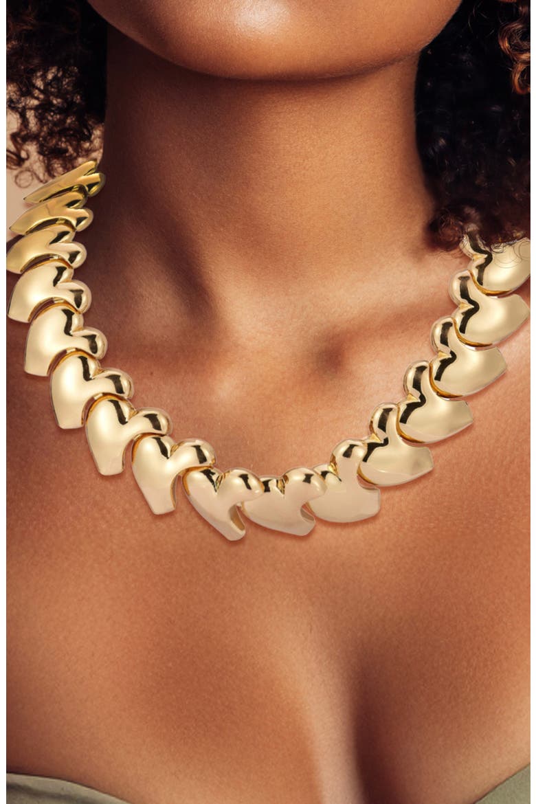 Heart Collar Necklace, Alternate, color, GOLD