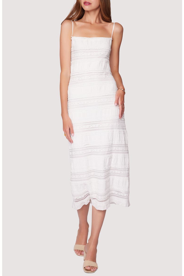 Magnolia Dreams Lace Stripe Midi Dress, Main, color, OFF WHITE