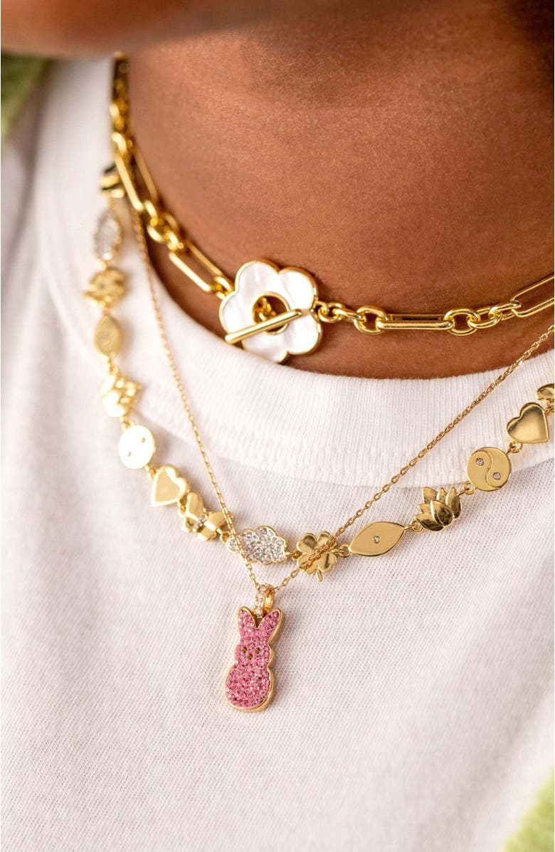 Alex and Ani Peeps<sup>®</sup> Pave Pink Bunny Pendant Necklace, Alternate, color, Pink